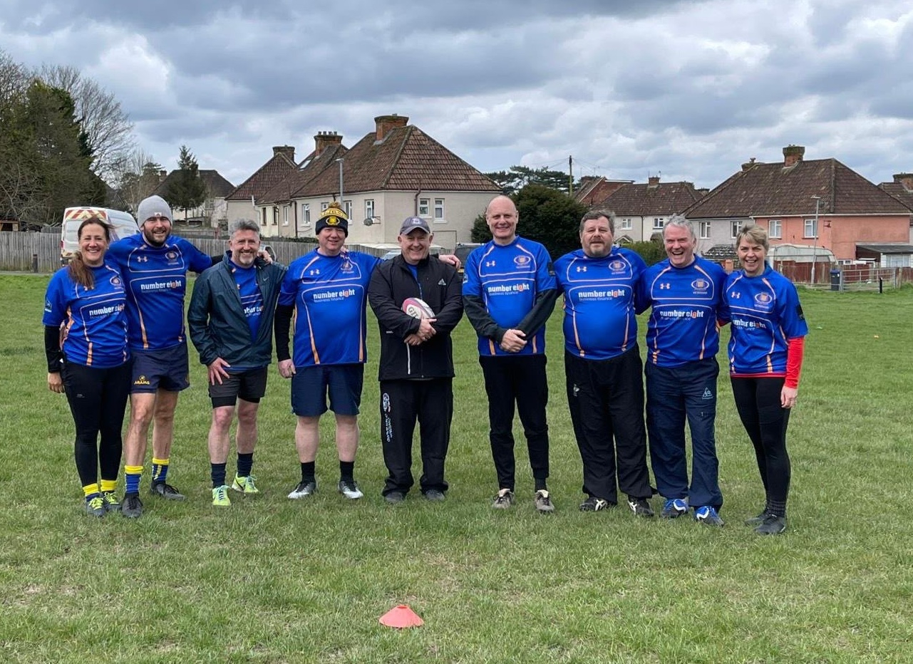 Evan Davies with his Romsey RFC Walking Rugby team