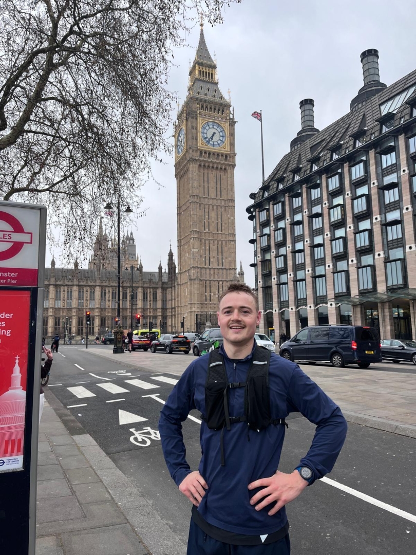 Hamish training in London for the marathon