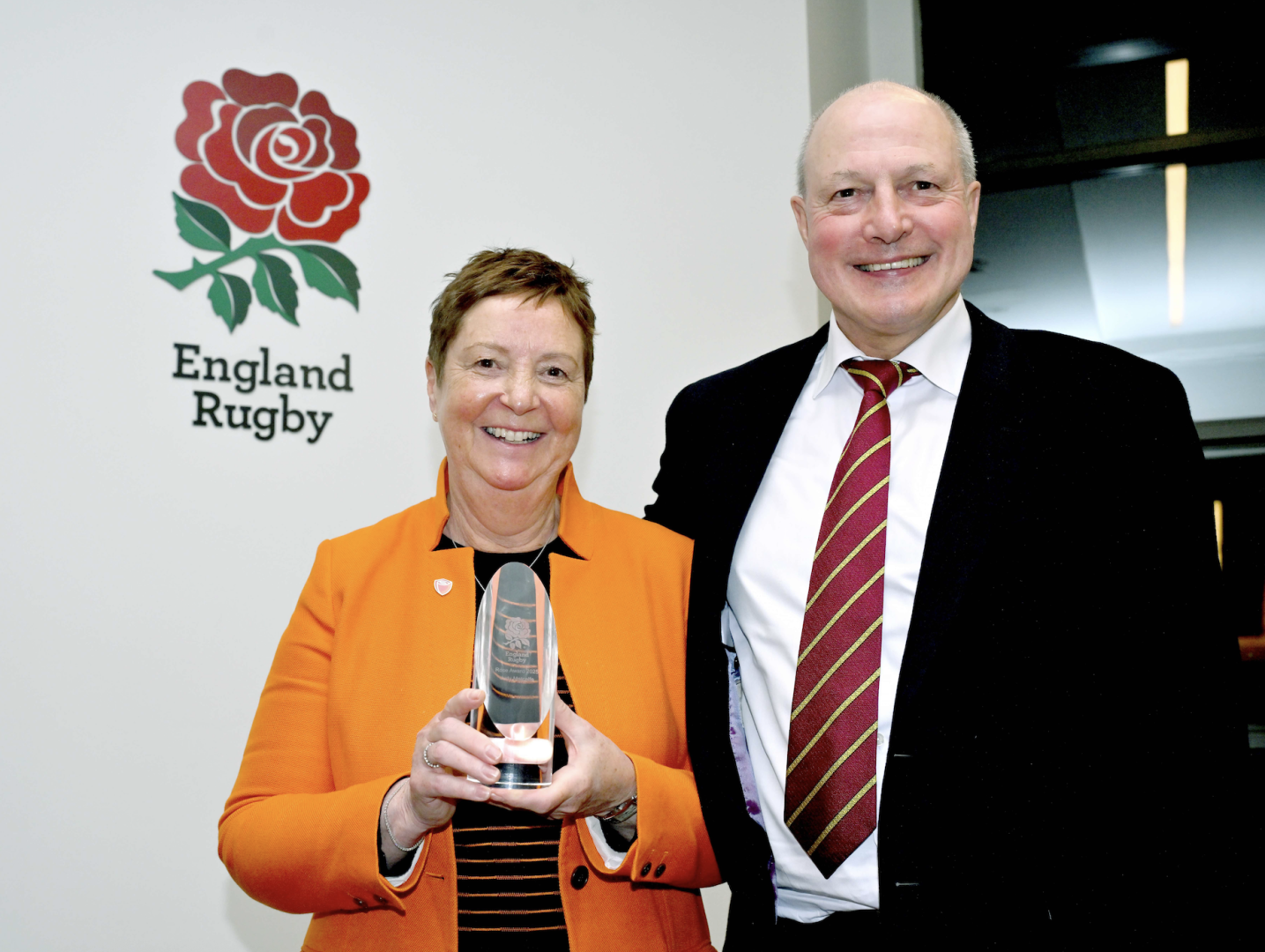 Judy Metcalfe with husband Ian at RFU Rose Award